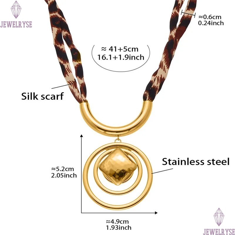 leopard-print silk scarf heart necklace designer for woman stainless steel circle pendant necklaces beach daily outfit jewelry birthday friend family 