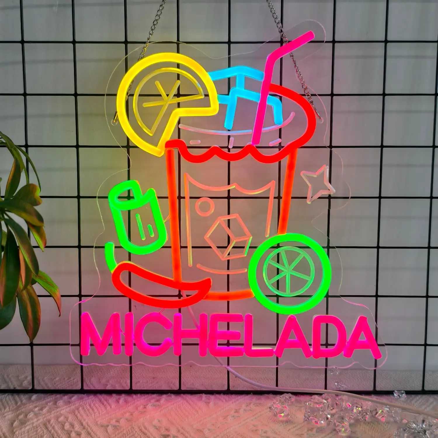 Michelada Neon Sign LED Cocktail Neon Lights Hanging for Mexican Restaurant Bar Man Cave Kitchen Party Home Decor USB Dimmable H251201