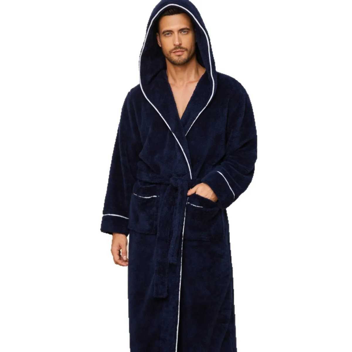 Autumn and Winter Comfortable Cotton Flannel Luxury Open Weave Couples Sleepwear Mens Warm Bathrobe Sleepwear Nightwear C251202