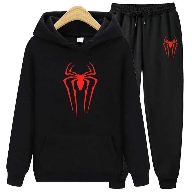 Spring And Autumn New Extraordinary Spider Sportswear Men 2-piece SweatshirtSweat pants Sportswear Hoodie Casual Pullovers Sets W251202