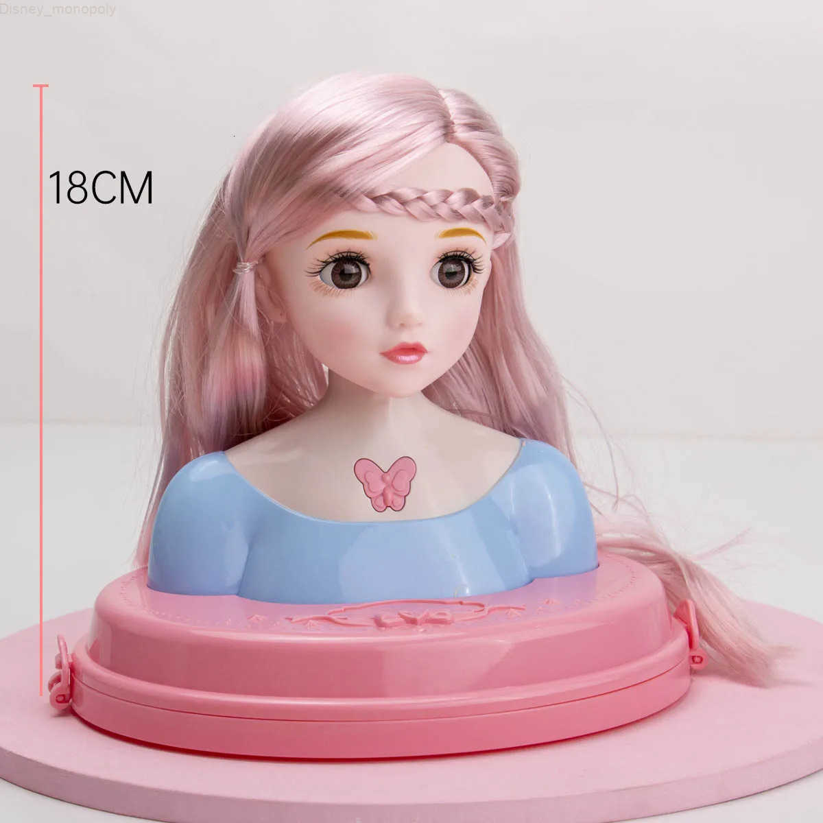 Disney European Fashion Half Body Makeup Hairstyle Mannequin Head Play House Girl Princess Dress Up Practice Makeup Hair Combing Toys H251202