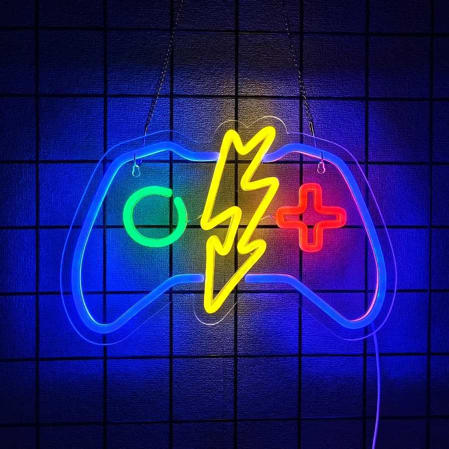 Game Series Neon Sign Gamepad Personality Icon Usb Powered Used For Room Club Game Room Office Man Cave Decor Wall Lamp H251201