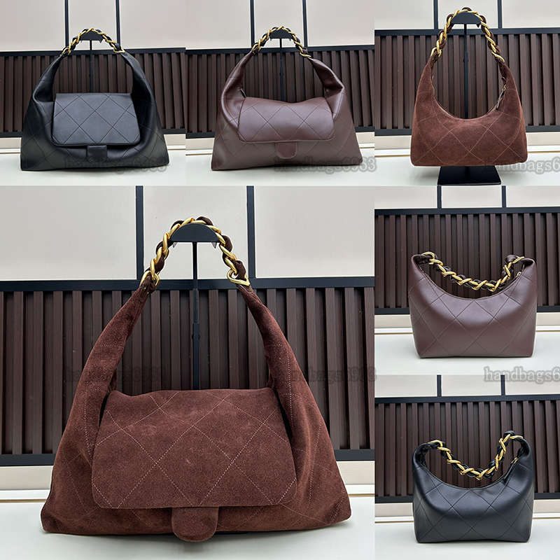 Hot selling designer bag 25k Underarm Bag Hippie Hobo Bag Autumn/Winter Fashion Show Hobo Maxi shoulder bag Genuine leather Classic large diamond grid thick chain bag