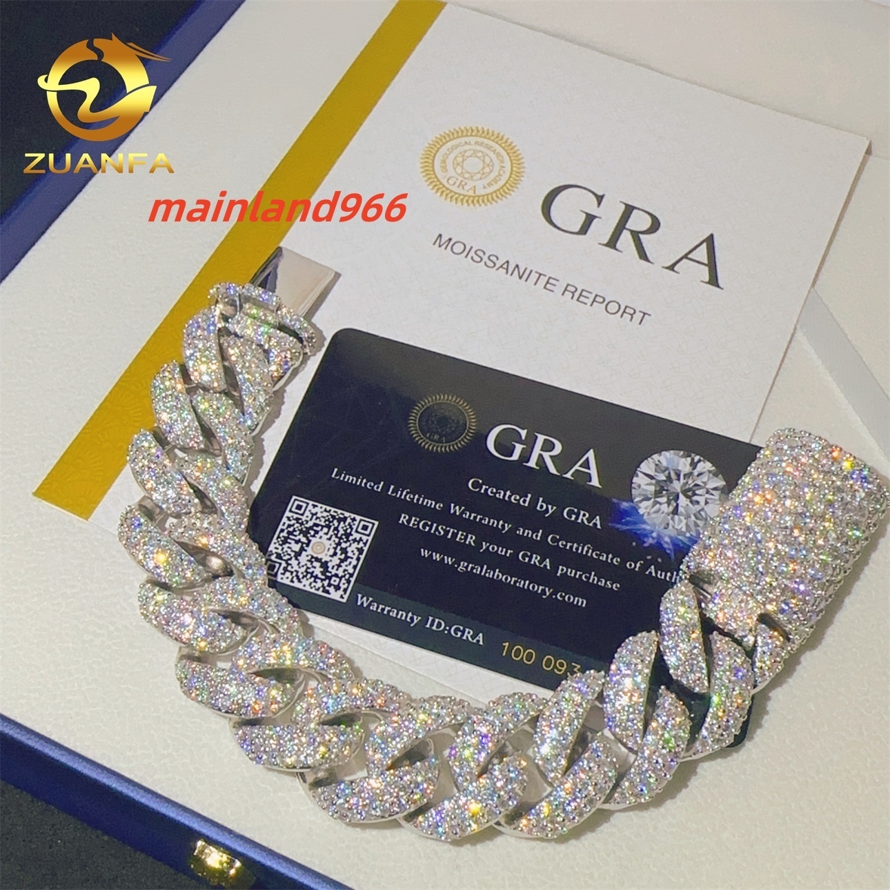 20mm Sterling Silver 925 VVS Moissanite Diamond Hip Hop Cuban Link Chain Moissanite Miami Cuban Link Chain Bracelet