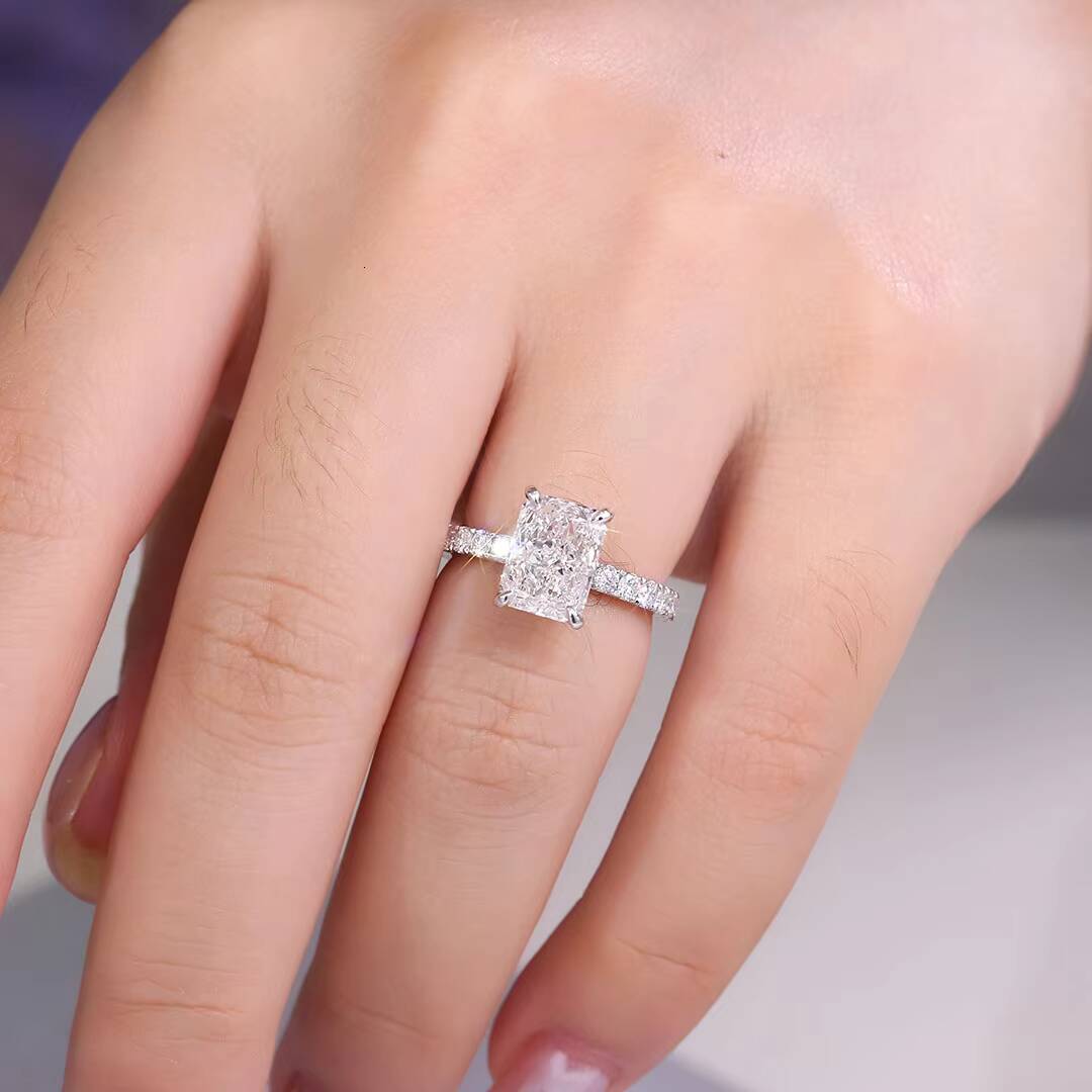 IGI Certified HPHT CVD Lab Grown Radiant Cut Diamond 3 Carats 14K Real Gold Jewelry Engagement Wedding for Women Ring