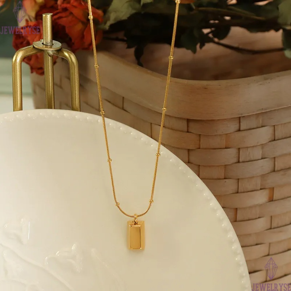elegant new 18k gold brick designer necklace for woman party home stainless steel pendant luxury necklaces school choker jewelry travel birthday frien