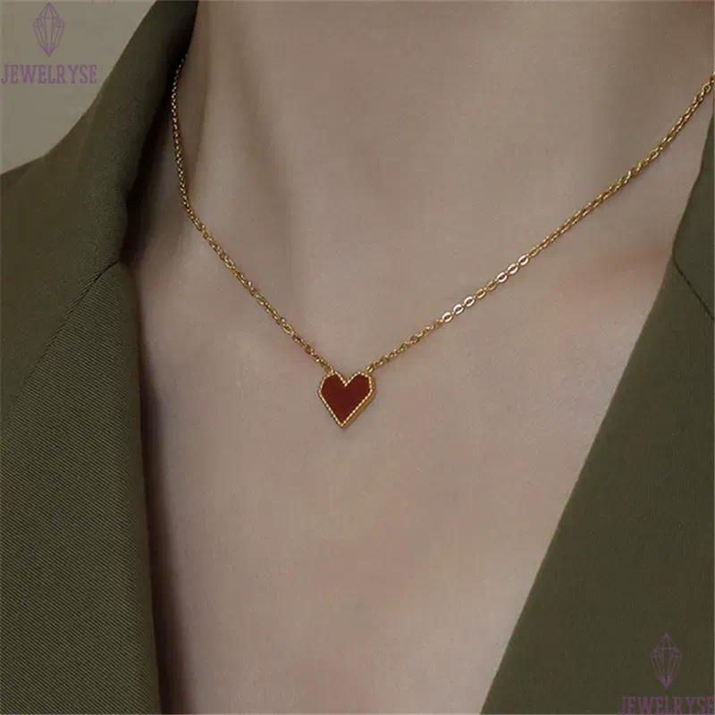 stainless steel red heart designer necklace for woman party home 18k gold pendant luxury necklaces school silver choker jewelry travel birthday friend