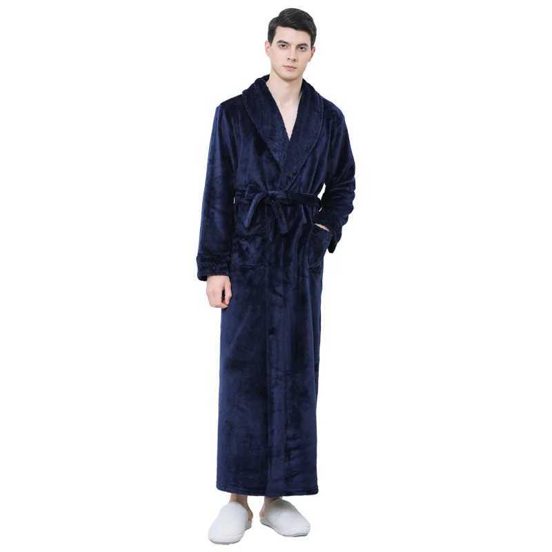 Plus Size 3Xl Couple Sleepwear Thick Flannel Robe Long Kimono Bathrobe Gown Winter Warm Coral Fleece Home Clothes Loungewear C251202
