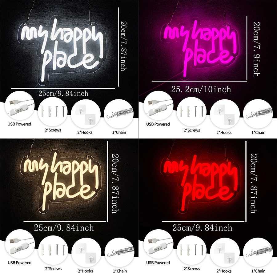 My Happy Place Series Neon Signs Led Letter Icons Usb Powered Used For Room Bar Club Game Room Party And Wedding Decor H251201