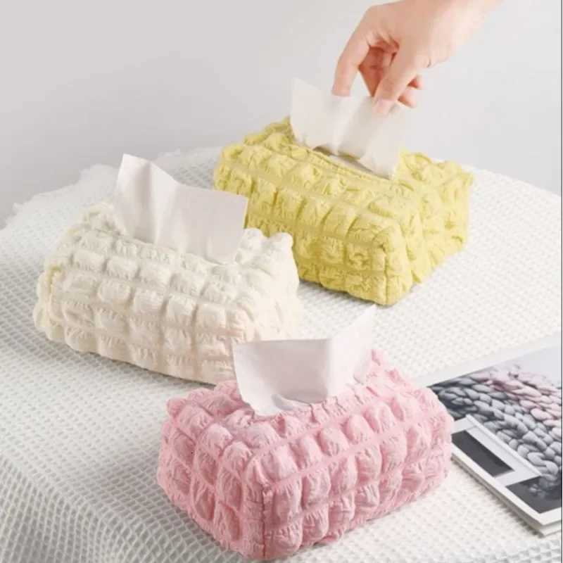 Korean Style Tissue Boxes Cute Velvet Soft Tissue Storage Box For He Decor Hanging Toilet Paper Container Girl Outside Gift H251201