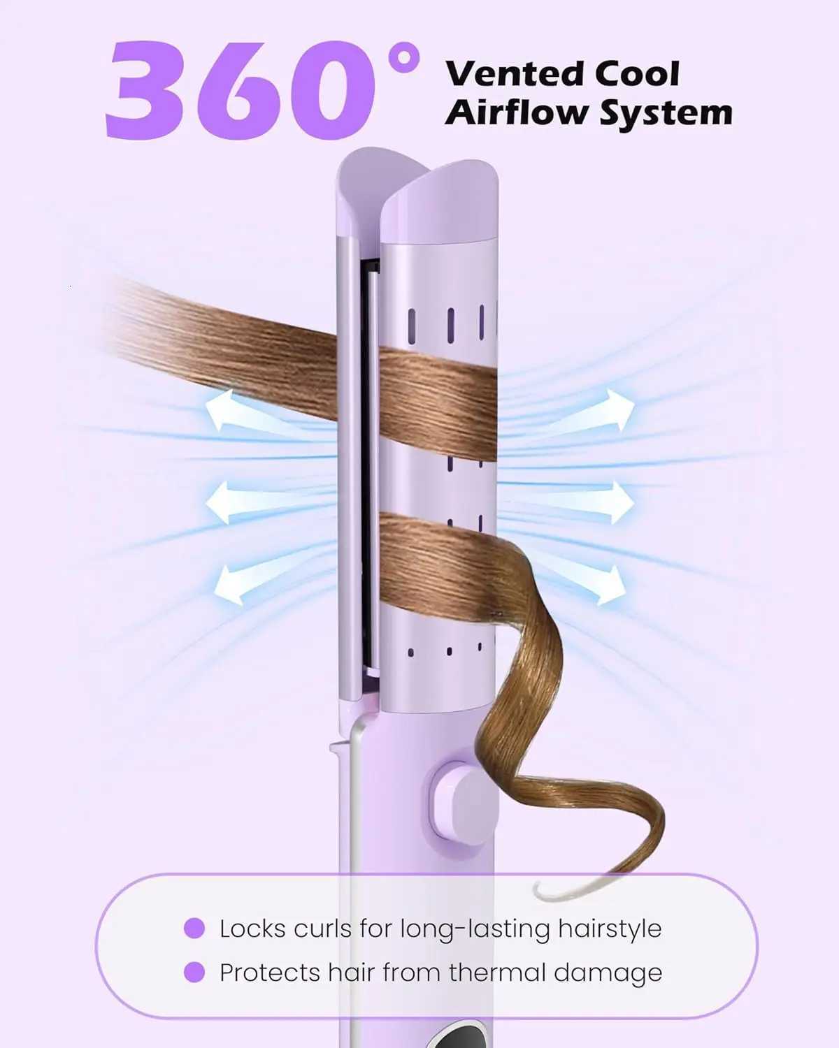 Airflow Curling Iron for La Curls -Ceramic Flat Iron Hair Straightener and Curler 2 in 1 Anti-Scald Curling W25 Inch C251202