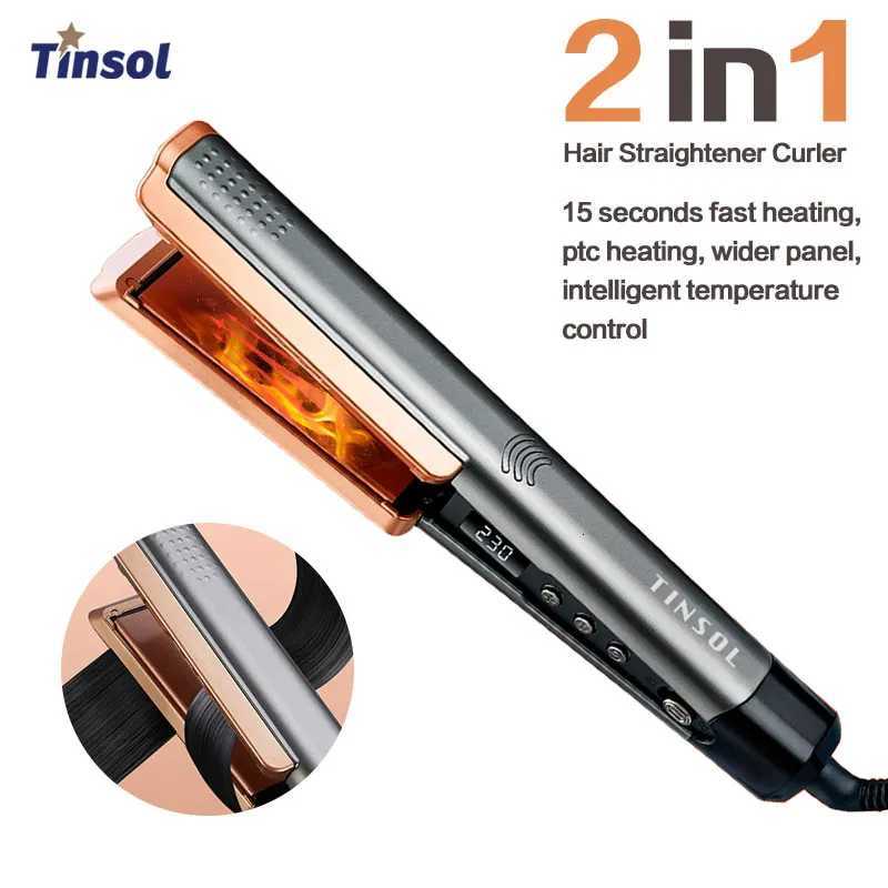2 in 1 curling iron hair straightener with LCD wide panel professional ceramic hair straightener with adjustable temperature C251202