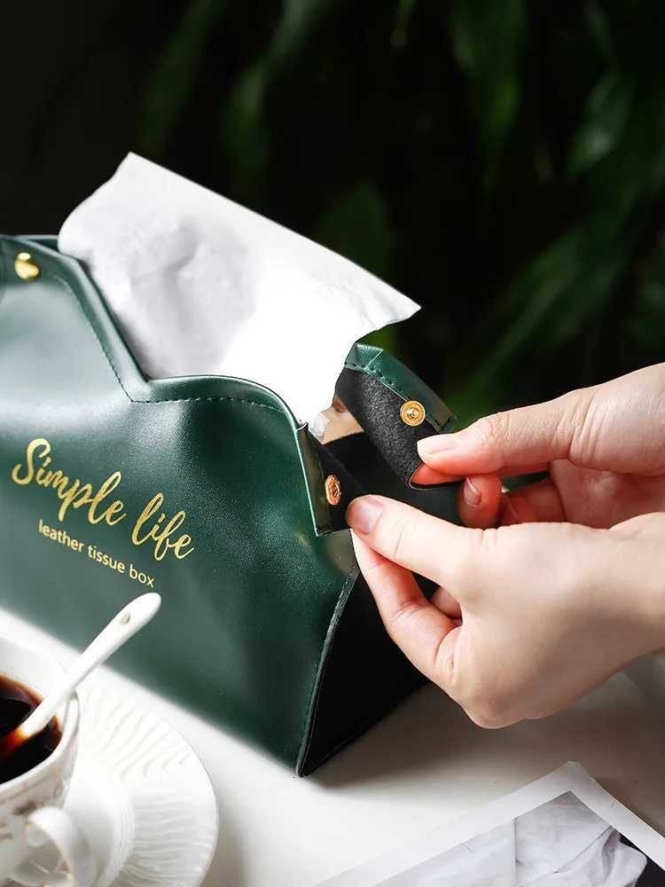 Nordic PU Leather Tissue Box holder Car Tissue Case Living Ro Pumping Paper Storage box Napkin Holder Desktop Napkin Holder H251201