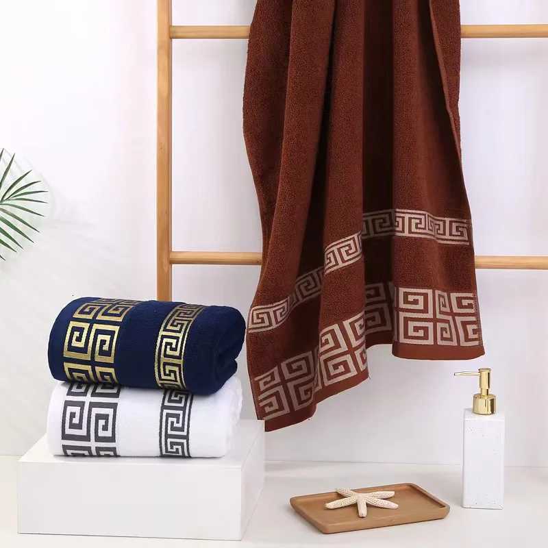 70x140cm Cotton Bathroom Big Towel Cover Oversized Embroidered Luxury Shower Towel Cover Brown Blue White Gift Towels Y251202