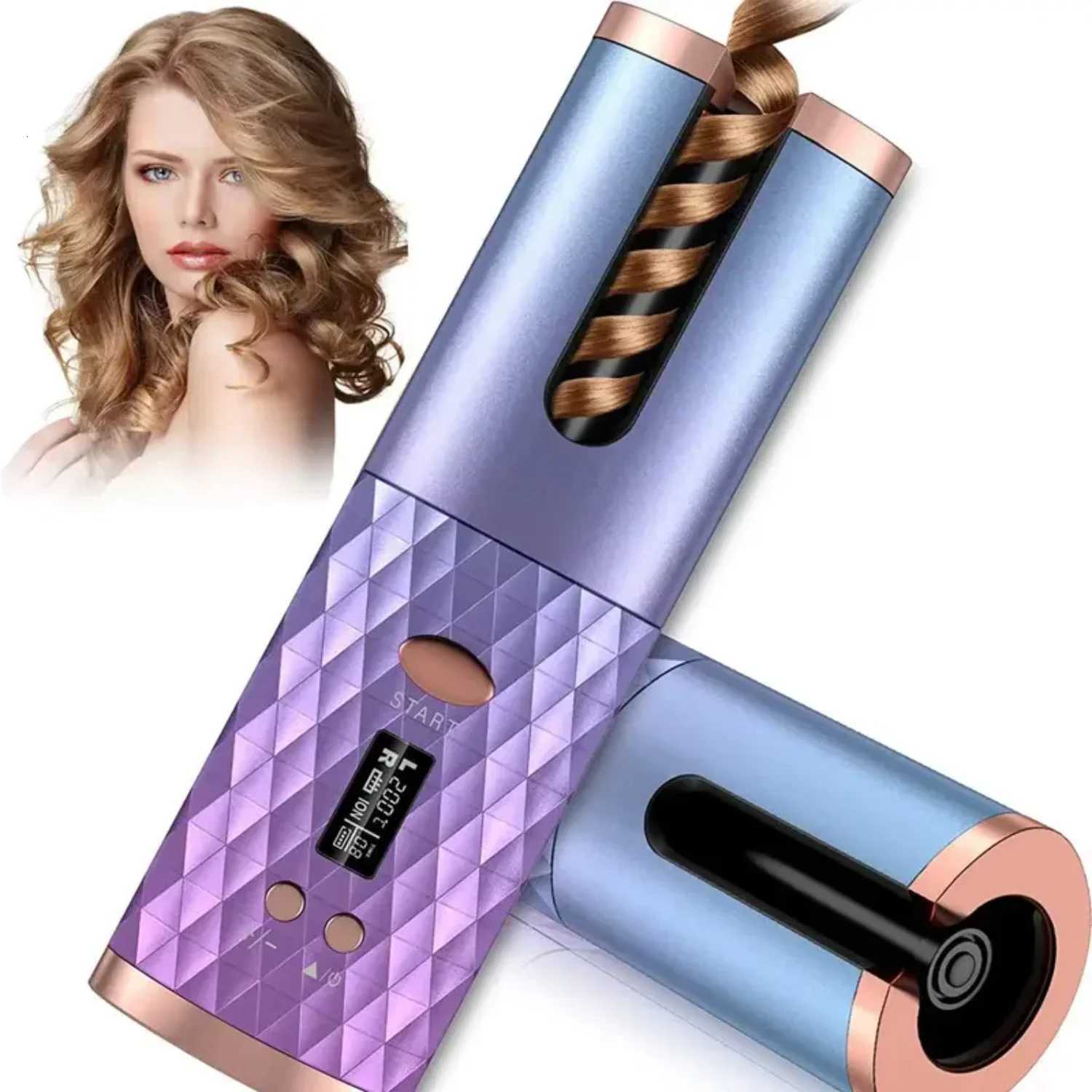 Ceramic Cordless Autatic Hair Curling Iron with 6 Temperature and Timer Settings for Fast Portable Rechargeable Auto Curling C251202