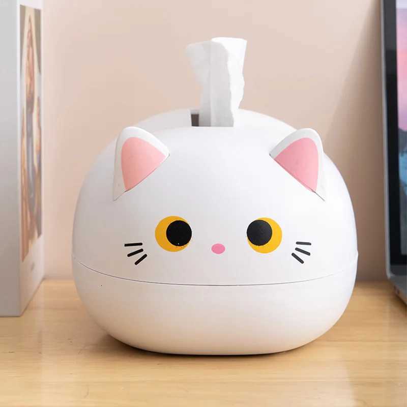 Kawaii Cat Tissue Box Livingro Napkin Storage Box Kitchen Paper Container Desktop Toilet Paper Holder for Bathro Dormitory H251201