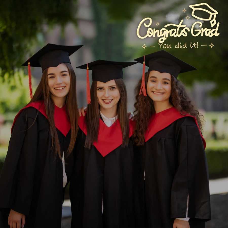 Congrats Grad Neon Sign Warm White Letter Lamp And Bachelor Hat Icon Used For Dormitory And Graduation Activities Art Decor H251201