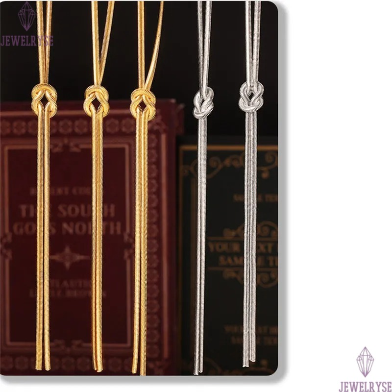 top long 18k gold gold knot chain designer necklace for woman stainless steel pendant long silver necklaces daily outfit jewelry birthday friend famil