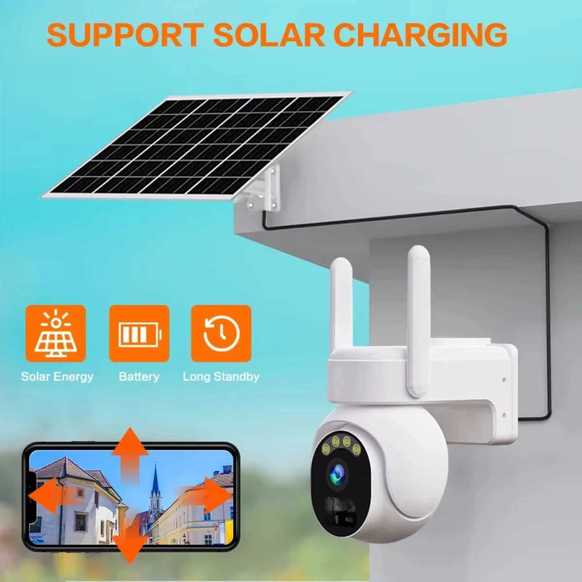 EseeCloud 5MP WIFI PTZ Camera Outdoor Solar IP Camera Built-in Battery Video PIR Detection Surveillance Camera Long Time Standby C251202