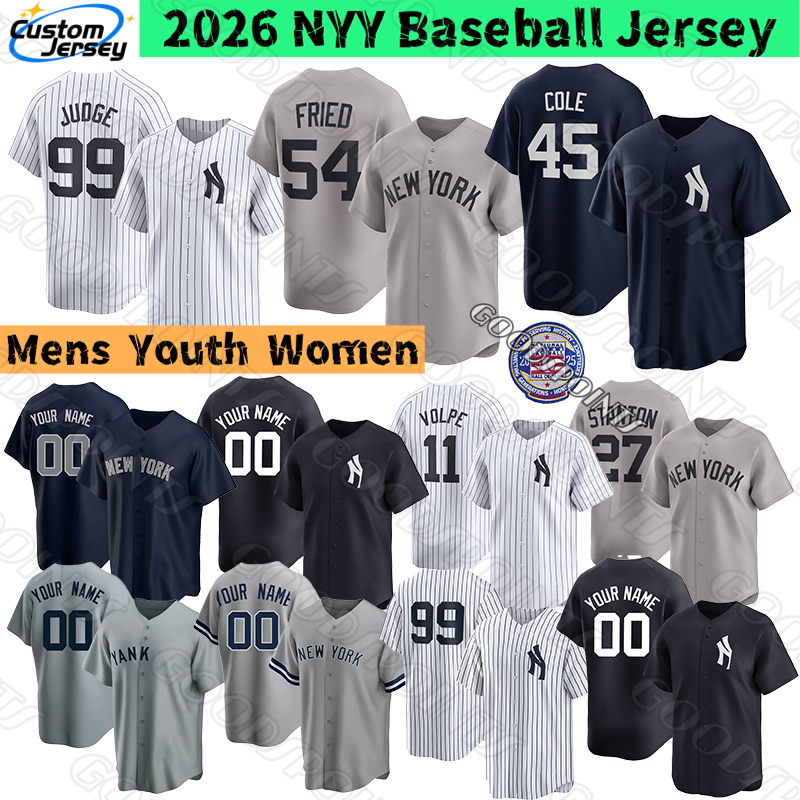 NY New YorkS Yankees Jersey Aaron Judge Max Fried Gerrit Cole Carlos Rodon Wells Schlittler Rice Schmidt Warren Jones McMahon Stanton #2 Derek Jeter Baseball Jerseys