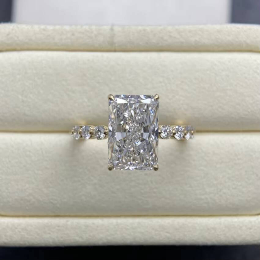 1ct 2ct Radiant Cut Hidden Halo Ring IGI Lab-grown Diamonds 14K 18K Gold Prong Setting Rings with Lab CVD Radiant Shape Diamond