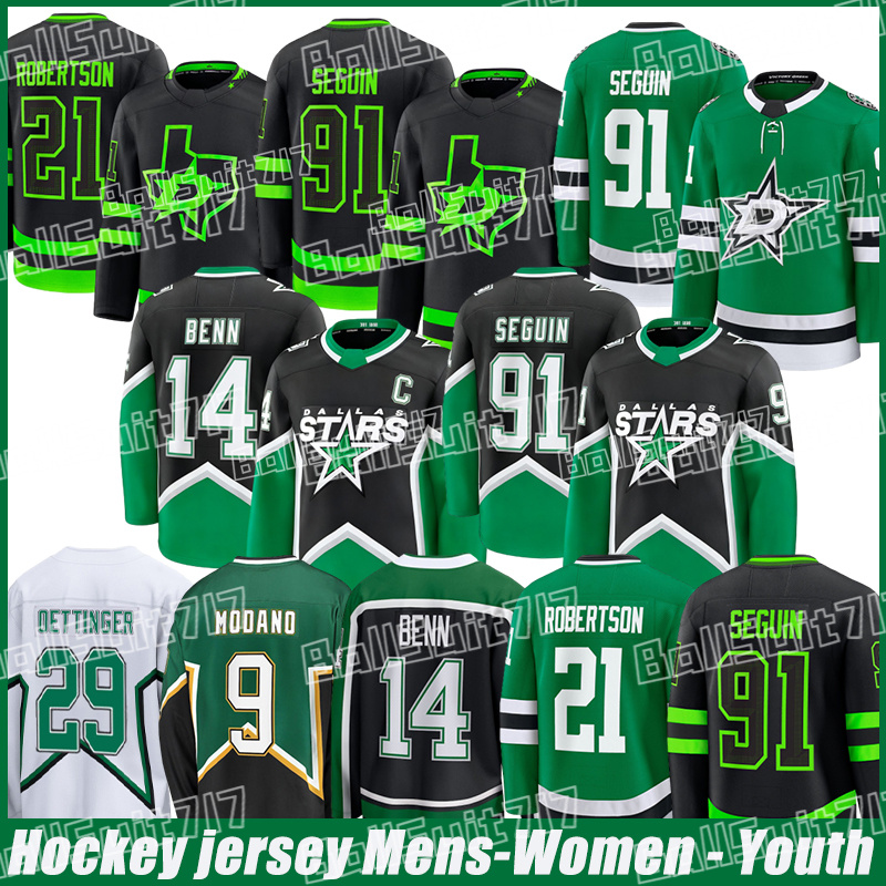 #21 Jason Robertson Dallas Starss jersey #91 Tyler Seguin #29 Jake Oettinger #24 Roope Hintz #14 Jamie Benn #96 Mikko Rantanen #95 Matt Duchene Hockey Jerseys