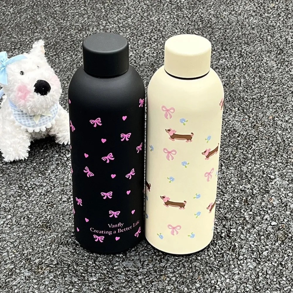 500ml Bowknot Dachshund Double Wall Thermal Car Cup Small-mouth Stainless Steel Travel Insulated Flask Home Use 251202 W260226