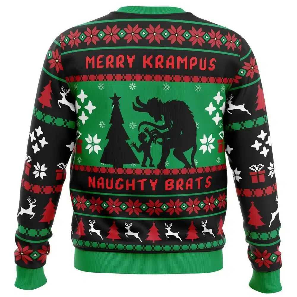 Naughty Brats Krampus Mens Crew Neck Ugly Christmas Sweatshirt Soft Comfy Stylish Loose-Fit Plus Size Long Sleeve Autumn Winter J251203