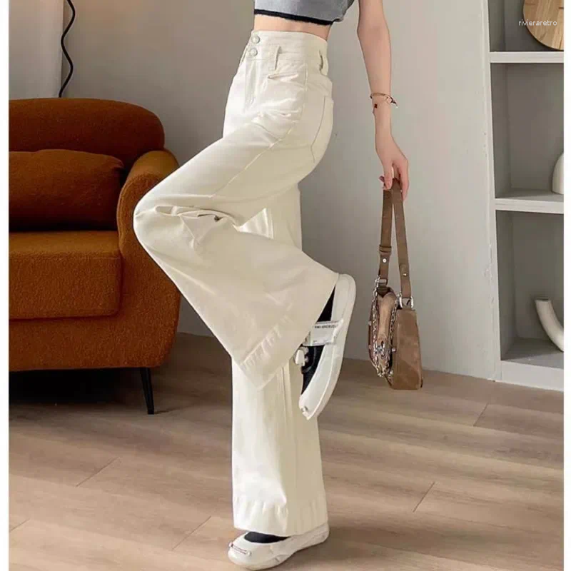 Women's Jeans Wide Leg Fleeced For Women Trendy All Match High Waist Slimming Belly Covering Micro Flare Long Pants Z260313