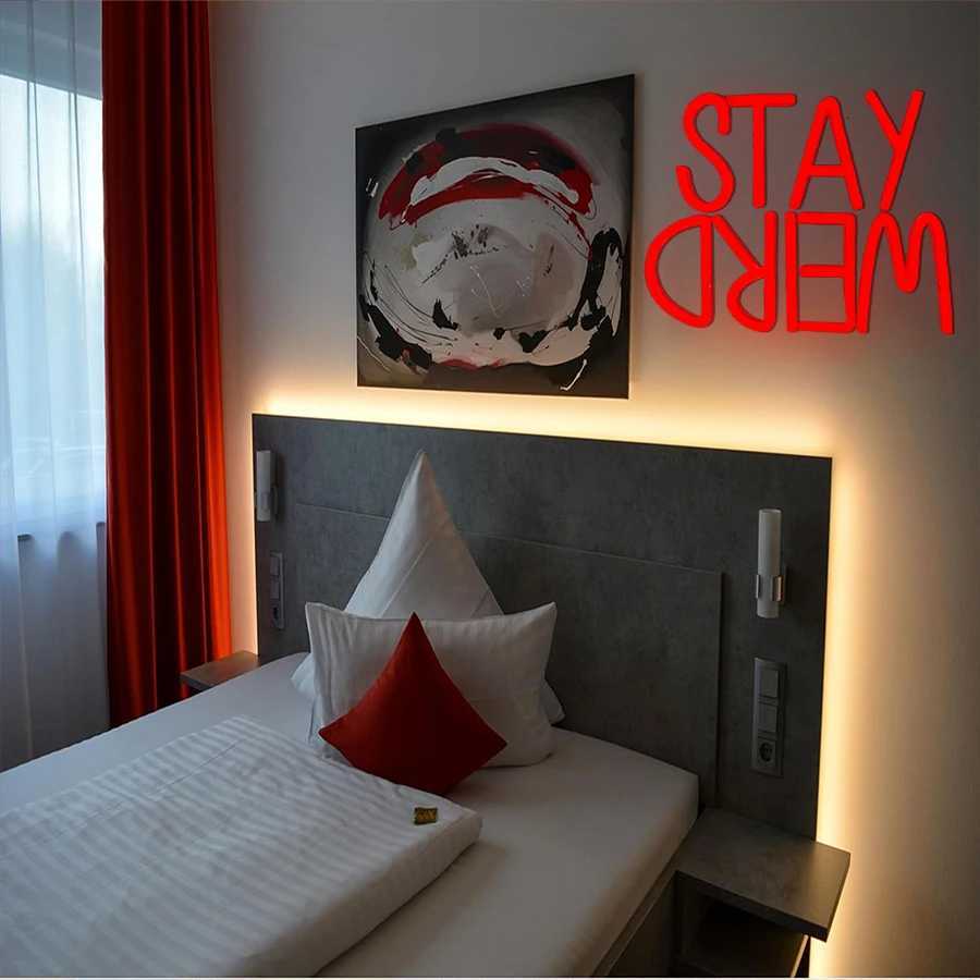Stay Weird Led Neon Sign Red Led Letter Icon Used For Room Horror Cinema Haunted House Bar Club Decor Usb Powered H251201