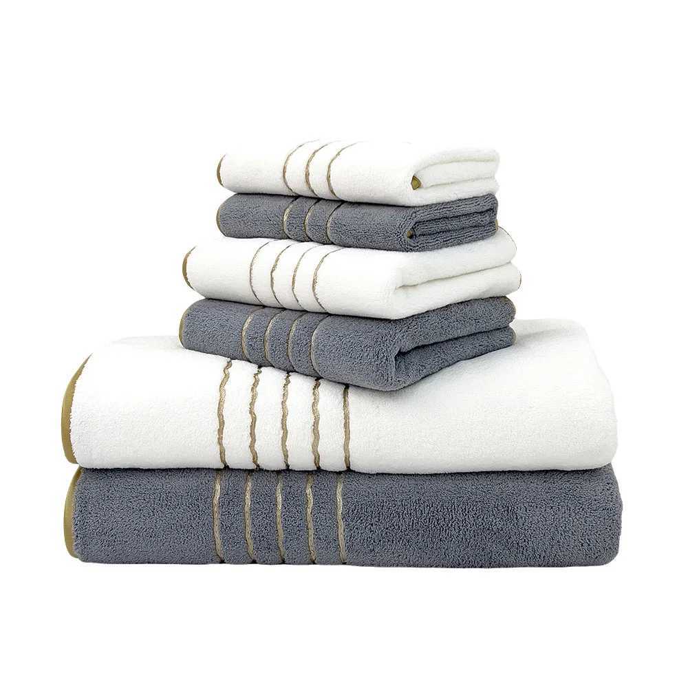 6 Pcs Super Soft Towel Set 2 Bathtowels 2 Hand Towels 2 Washcloths Quick Drying Highly Absorbent Towel for Household Couples Y251202