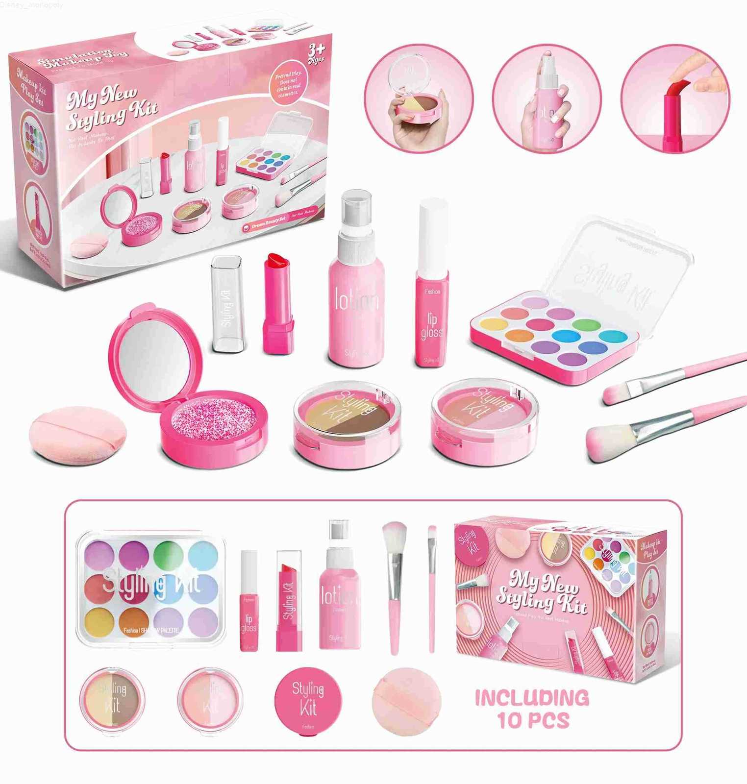 Disney Play Makeup Toys Simulated Cosmetics Fake Makeup Set Lipstick Powder Blusher Not Real Makeup for Girl Gifts H251202
