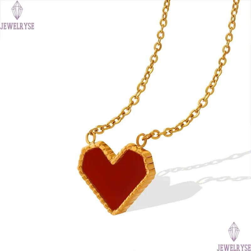 stainless steel red heart designer necklace for woman party home 18k gold pendant luxury necklaces school silver choker jewelry travel birthday friend