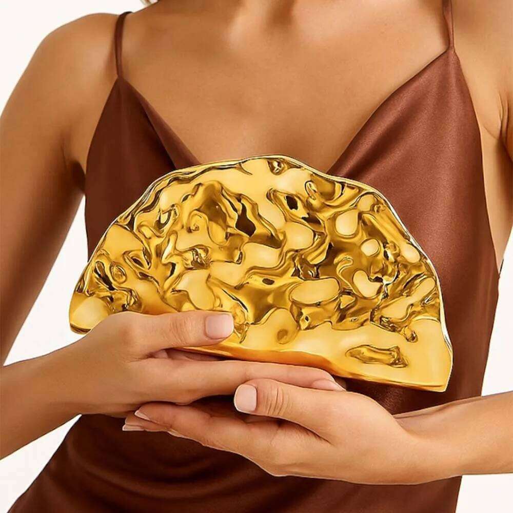 Acrylic Shell Shape Clutch Bag 2025 New Gold Color Evening Wedding Party Luxury Handbag With Snake Strap