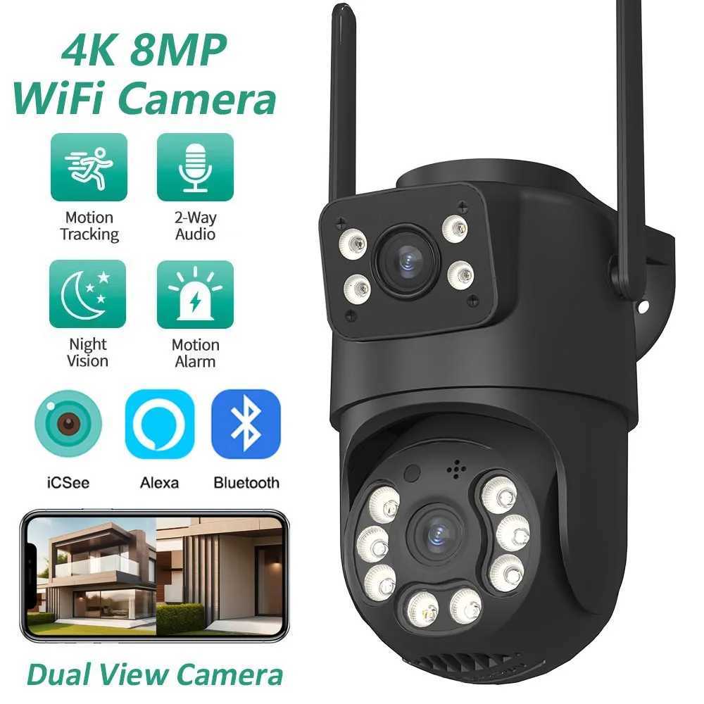 4K HD Dual Lens WIFI Camera 2K Dual Sn PTZ Camera Outdoor Auto Tracking Security Camera IP66 Waterproof Surveillance ICSEE C251202