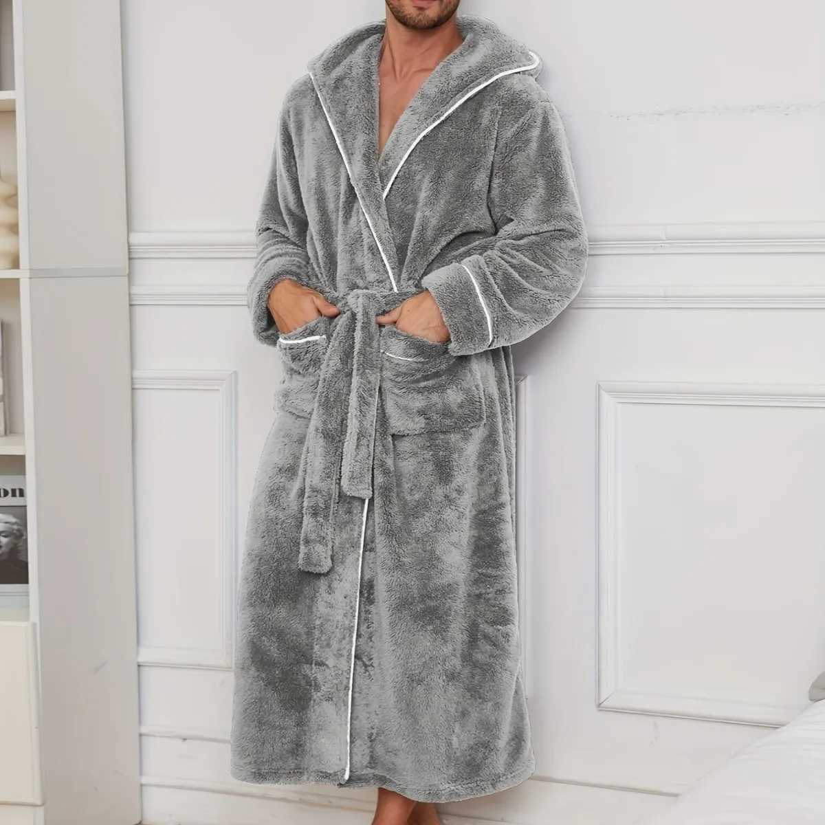 Autumn and Winter Comfortable Cotton Flannel Luxury Open Weave Couples Sleepwear Mens Warm Bathrobe Sleepwear Nightwear C251202