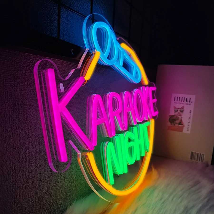 Karaoke Night Neon Sign Hand-Wheat Icon Usb Powered Used For Art Decor Of Music Studios Bar Concerts And Theme Parties H251201