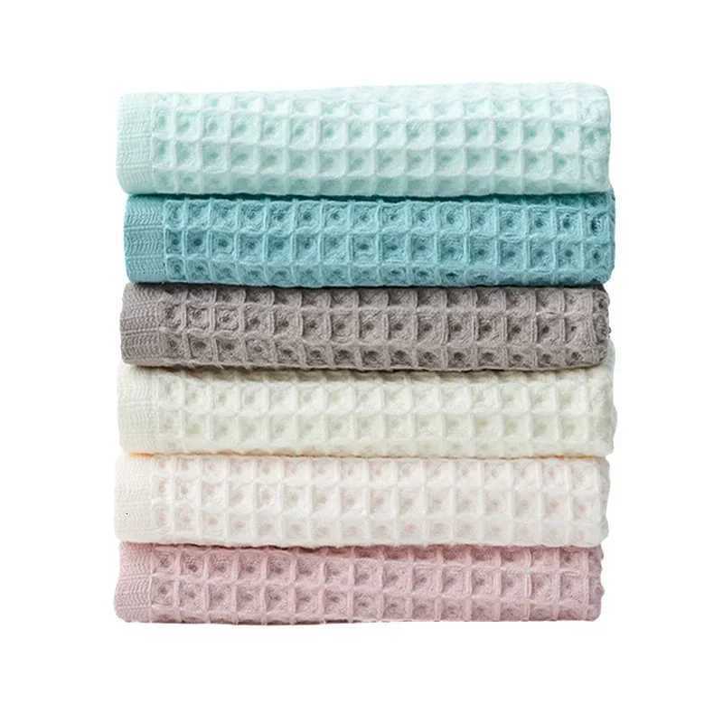 100 Cotton Bath Towel Set for Adult Child Super Absorbent Soft Bathroom Waffle Towel Solid Color Kitchen Clean Towels Y251202