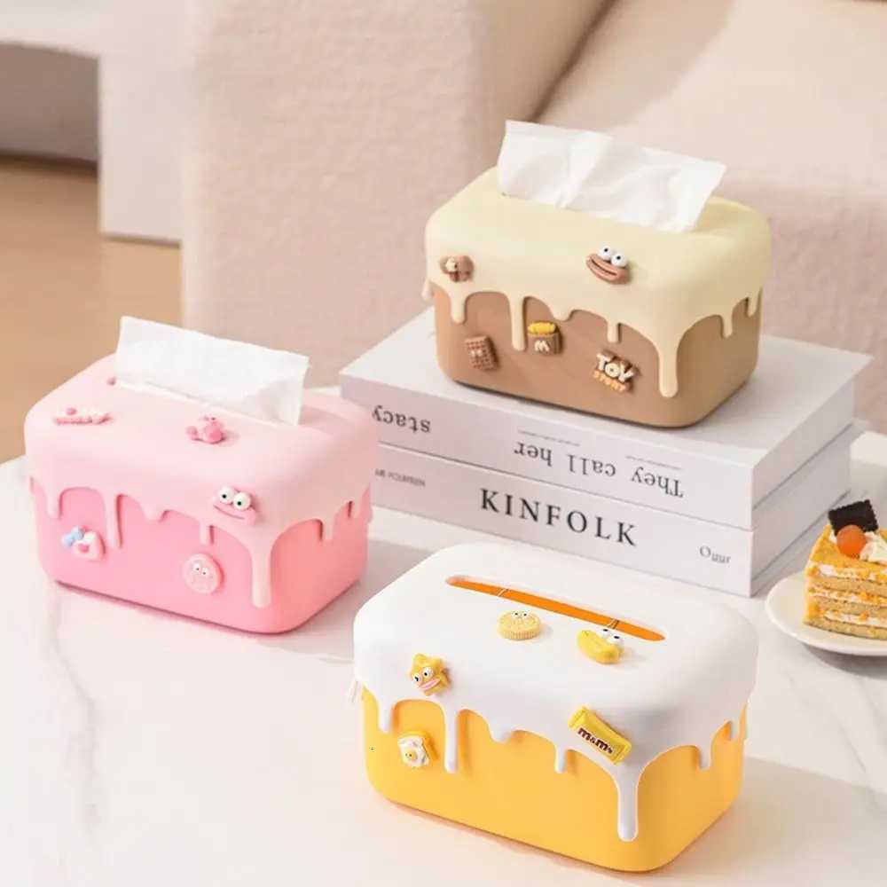 Cute Tissue Box with Accessories Spring Lifting Paper box DIY Large Capacity Tissue Storage Box Living Ro Bathro H251201