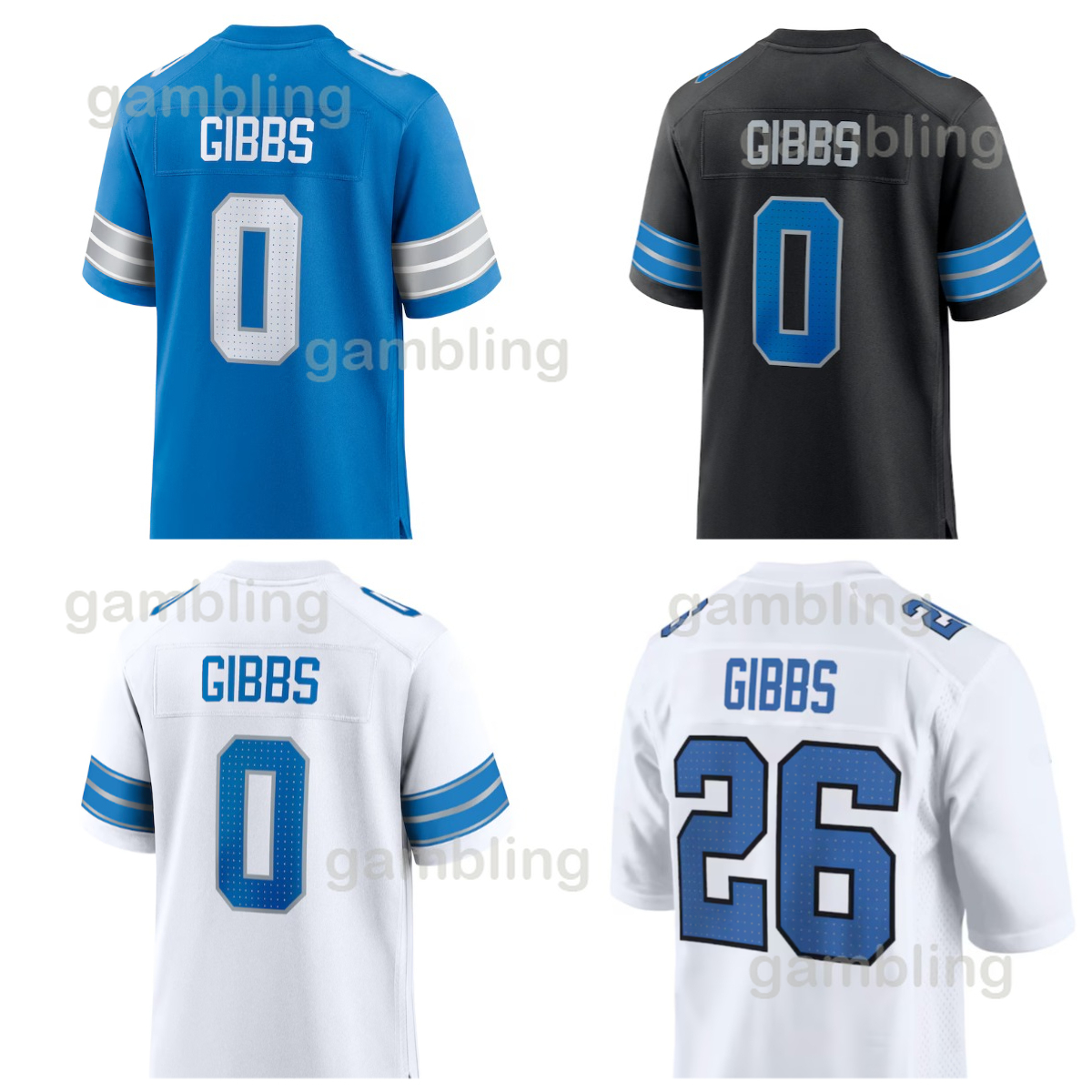 custom 0 Gibbs 2025 Football Jersey 14 Amon-Ra St. Brown Jahmyr Jack Campbell Barry Sanders Jared Goff Jeff Okudah Johnson Design stitched77