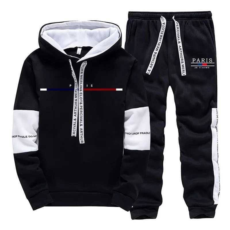 Mens Tracksuit Casual Versatile Printing Hoodie Sweatshirts Sweatpants Fall Winter Daily Sports Jogging Mens Clothing Tops Pants W251202