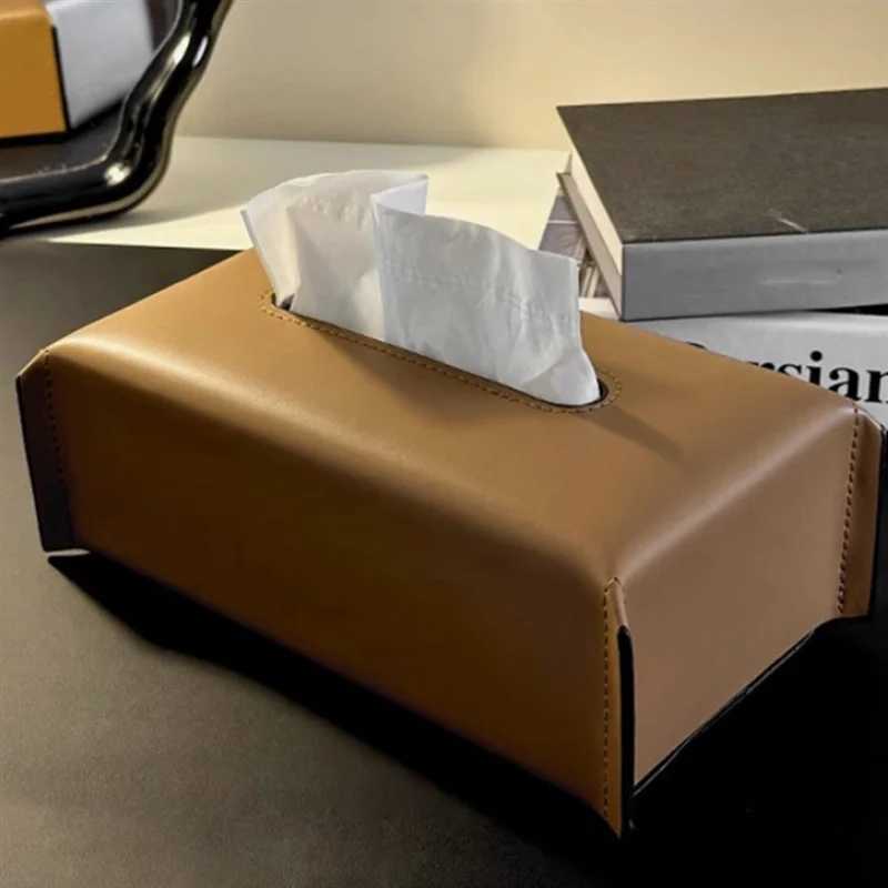 BMBY-Tissue Box Leather Napkin Case Luxury Paper Cover Living Ro Tissue Paper Holder Desktop He Tabletop Decoration Green H251201