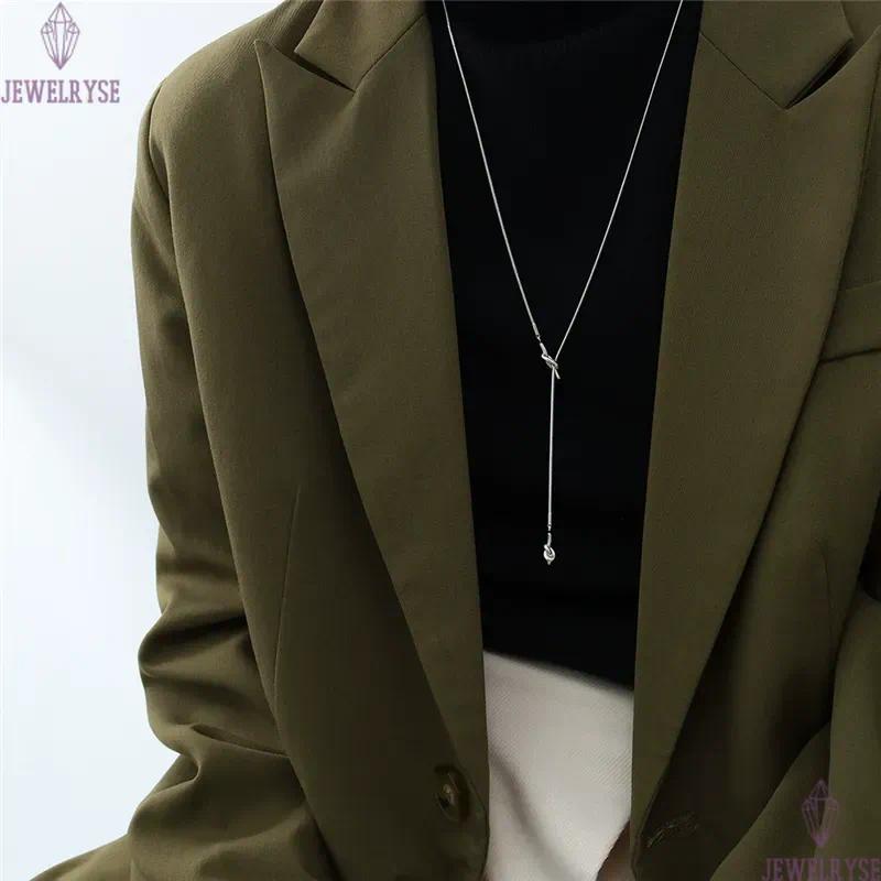 punk gold long knot chain necklace designer for woman stainless steel silver chains necklaces 65cm daily outfit fashion women jewelry birthday friend 