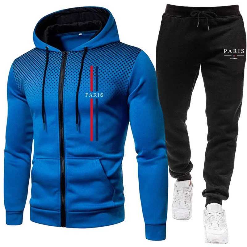 Mens Sports Set Zipper Hoodie Pants 2piece Set Autumn Winter Daily Casual Training Jogging Suit Male Outdoor Fashion Outfits W251202