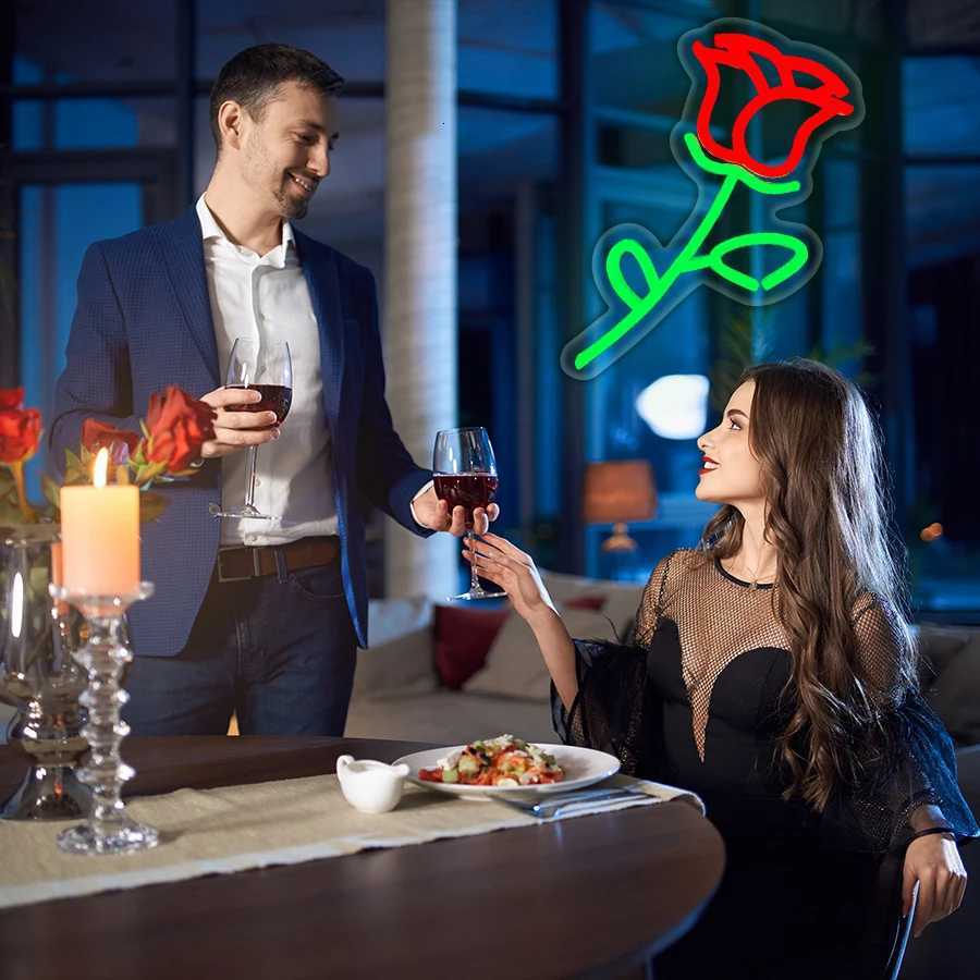 Neon Signs Of Roses Art Wall Decor Usb Powered Used For Bedroom Home Clubs Flower Shops Garden Wall Lamps Easy To Hang H251201
