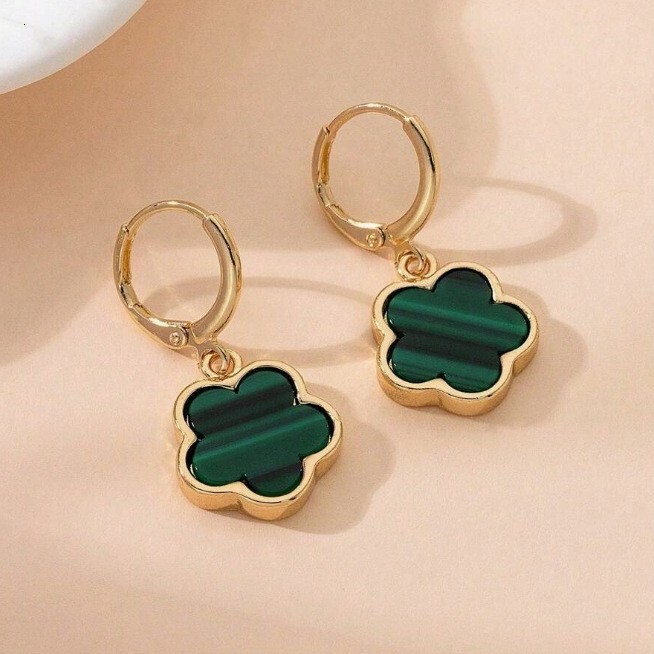 European And American Cross-Border Source New designer Lucky Clover Sweet Exquisite Fashion Simple Five-Leaf Flower free shipping Drop luxury Earrings