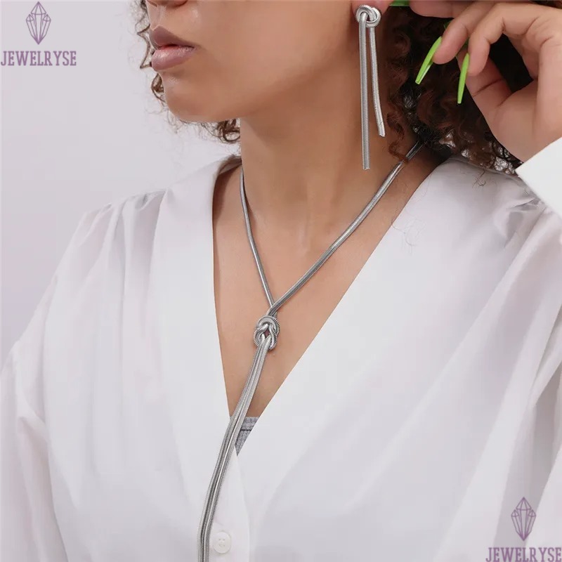 top long 18k gold gold knot chain designer necklace for woman stainless steel pendant long silver necklaces daily outfit jewelry birthday friend famil