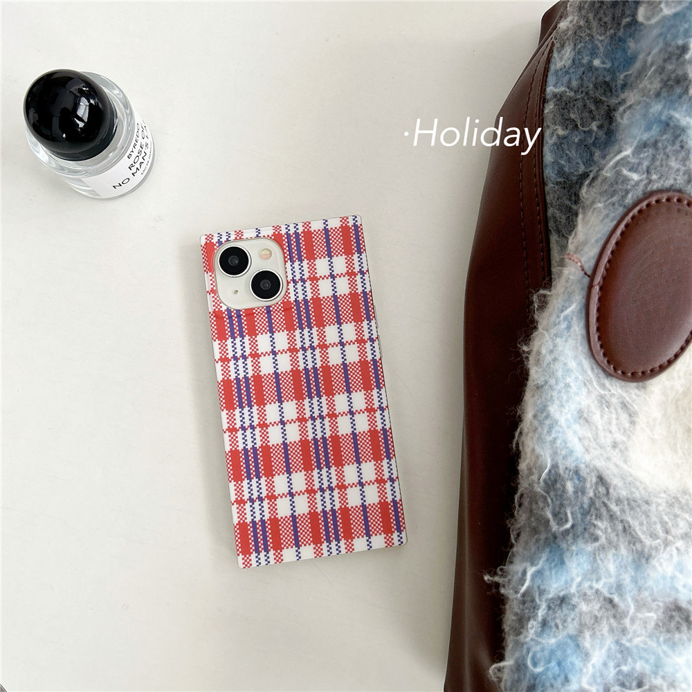 Black and White Large Plaid Phone Case Compatible with iPhone 17/16/15 Pro Max Niche Simple Square Case iPhone 14/13