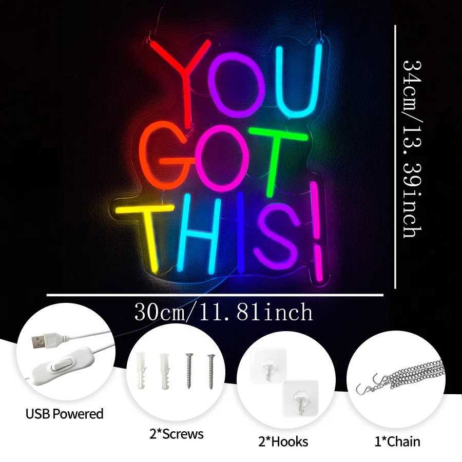 You Got This Led Neon Sign Color Letter Light Icon Used For Bedroom Library Office Bar Classroom Art Decor Easy To Hang H251201