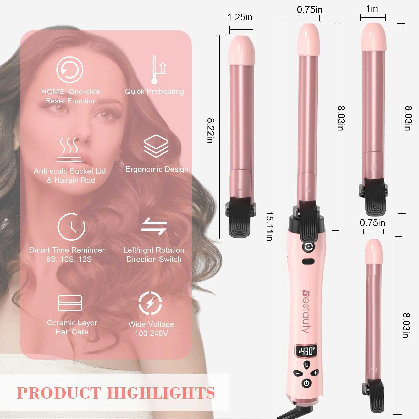 Hair Curler Ceramic Curling Iron Wand Set With Interchangeable Ceramic Barrel Hair Clip Heat Protective Glove Hair Styler C251202